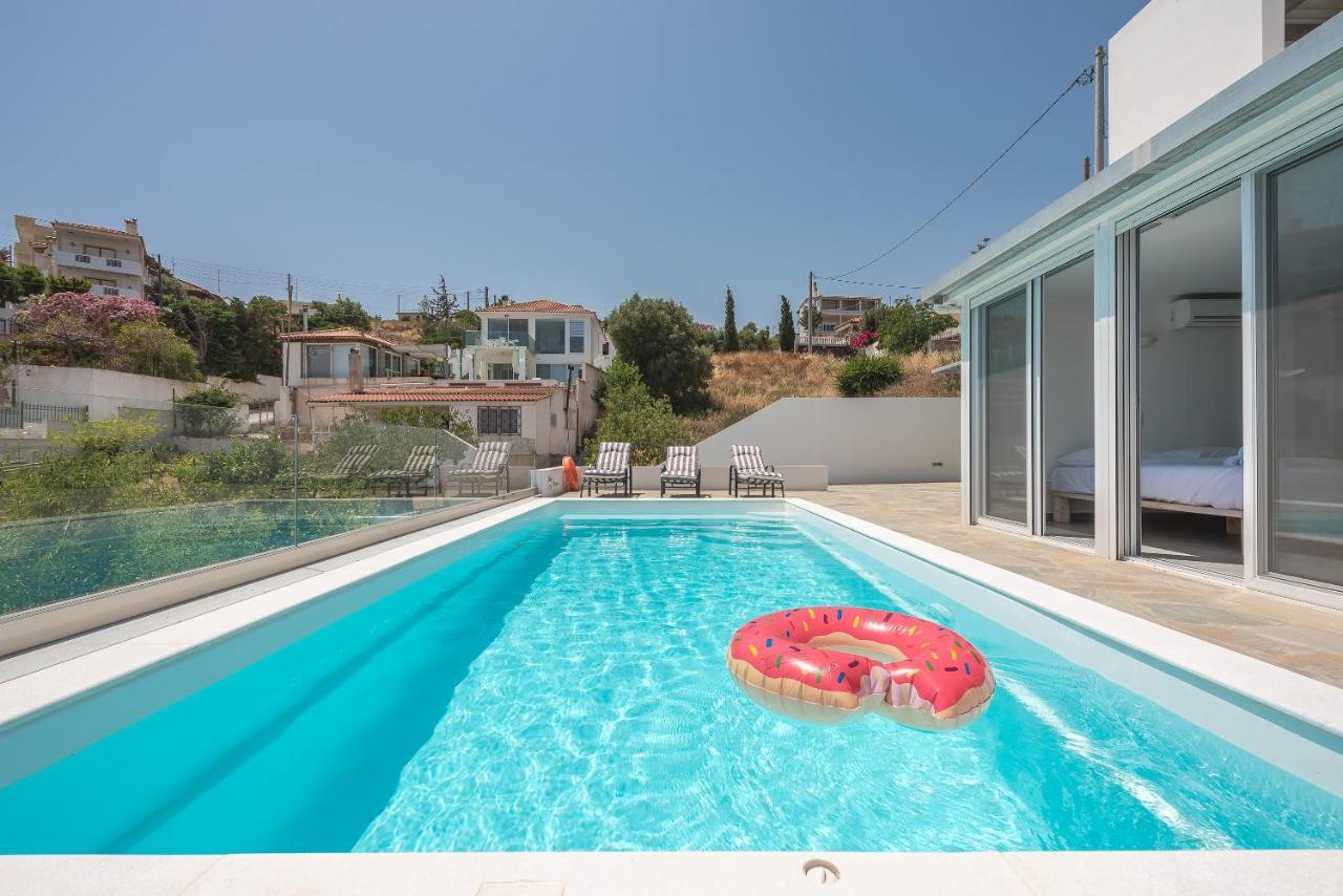Villa Luna Private Heated Hydro Pool Bbq Beach 4Min Agia Marina Mikrolimanou Bagian luar foto