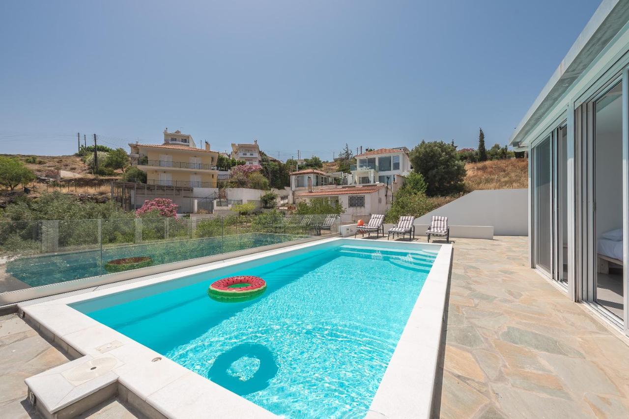 Villa Luna Private Heated Hydro Pool Bbq Beach 4Min Agia Marina Mikrolimanou Bagian luar foto